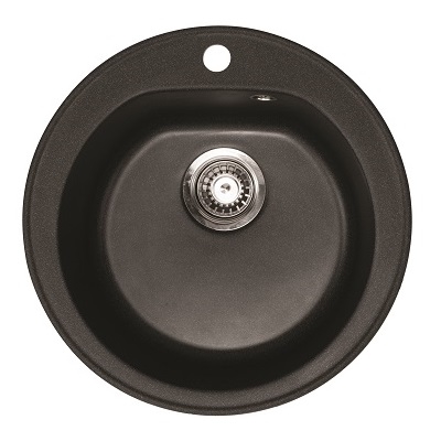 83-GR-113000 X VENERA GRANIT SUDOPER CRNI s rupom OKRUGLI fi51x18cm/sa sifonom 90mm