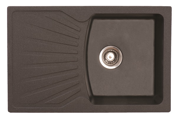 83-GR-137410 X QUADRO PLUS GRANIT SUDOPER CRNI PRAVOKUTNI 77x50x19cm/sa sifonom fi 90mm
