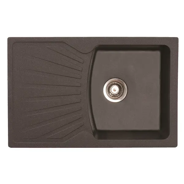 83-GR-137410 X QUADRO PLUS GRANIT SUDOPER CRNI PRAVOKUTNI 77x50x19cm/sa sifonom fi 90mm