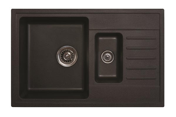 83-GR-158549 X QUADRO PLUS 1.5D GRANIT SUDOPER CRNI PRAVOKUTNI 78x50x19cm/sa sifonom fi 90mm