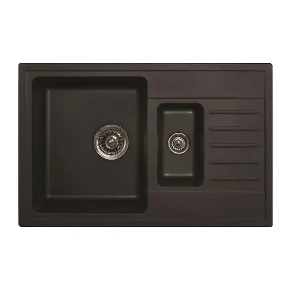 83-GR-158549 X QUADRO PLUS 1.5D GRANIT SUDOPER CRNI PRAVOKUTNI 78x50x19cm/sa sifonom fi 90mm