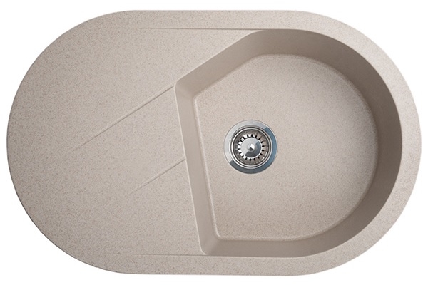 83-GR-190597 X VESTA PLUS GRANIT SUDOPER BEŽ OVALNI 78x50x19,5cm/sa sifonom 90mm