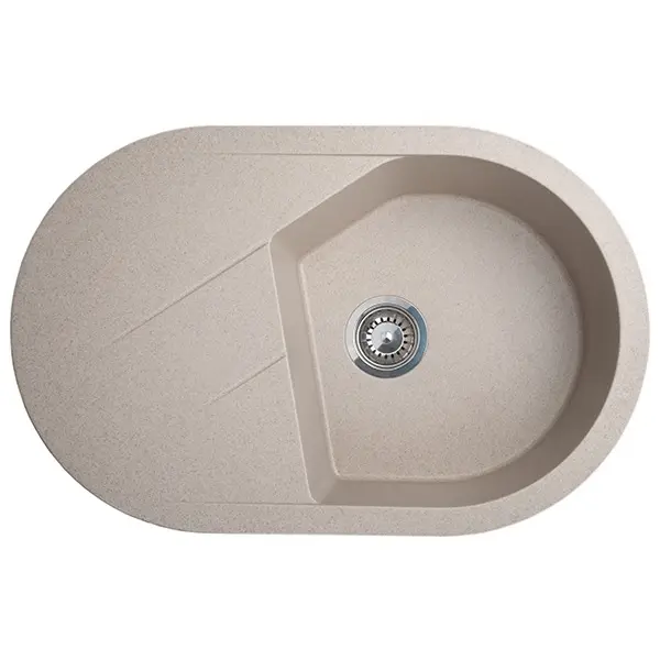 83-GR-190597 X VESTA PLUS GRANIT SUDOPER BEŽ OVALNI 78x50x19,5cm/sa sifonom 90mm