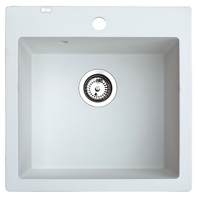 83-GR-377917 X ATOS 50 GRANIT SUDOPER BIJELI KVADRATNI 50x50x21,5cm/sa sifonom fi 90mm