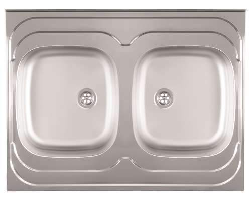 83-IN-058774 STANDARD 2D INOX SUDOPER NASADNI dvodijelni 80x60x16,5cm/bez sifona fi60mm