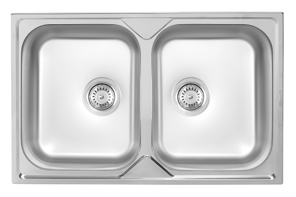 AURORA 2D INOX SUDOPER dvodijelni 79x50x19cm/sa sifonom fi90mm
