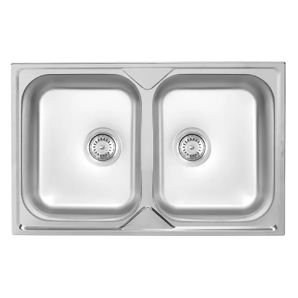AURORA 2D INOX SUDOPER dvodijelni 79x50x19cm/sa sifonom fi90mm
