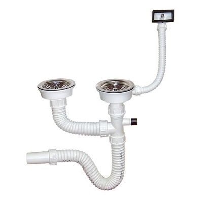 83-S-060338 SIFON fi 90 GIBLJIVI 2/2 ZA METALAC INOX SUDOPERE sa priključkom za perilicu