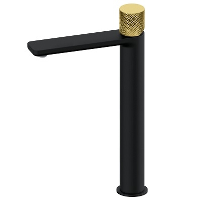 S2 BLACK&GOLD MJEŠALICA ZA UMIVAONIK L -round visoka-225mm crna/zlatna