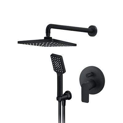 23-231601B1 S2 BLACK PODŽB.MJEŠALICA sa zidnim i ručnim tušem (tuš ruža 210x210mm)