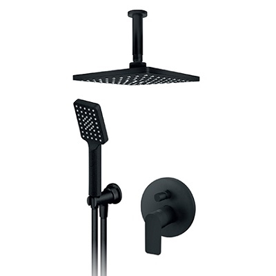 S2 BLACK PODŽB.MJEŠALICA sa stropnim i ručnim tušem (tuš ruža 210x210mm) crna