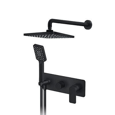 23-231605B S2 BLACK PODŽBUKNA MJEŠALICA sa zidnim i ručnim tušem (tuš ruža 210x210mm) crna