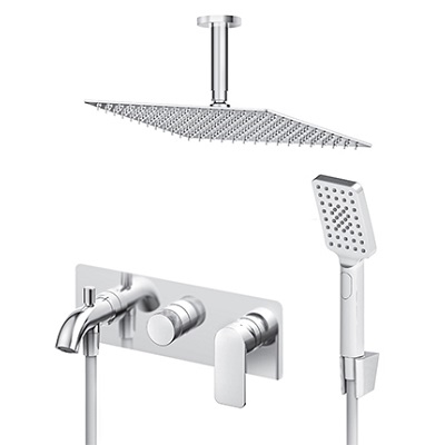 S2 PODŽB.MJEŠALICA sa izljevom, strop. i ruč.tušem (INOX ruža 200x300mm)