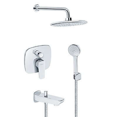 STOLZ PODŽB.MJEŠALICA sa izljevom, zidnim i ručnim tušem(kružna ruža d.220mm)