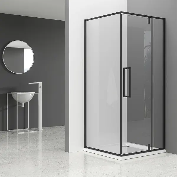 75-B-C3001 800X800 TR/BLACK B-LINE TUŠ KABINA KVADRATNA 800x800x1950, CRNA, PROZIRNO STAKLO, VRATA+STIJENA