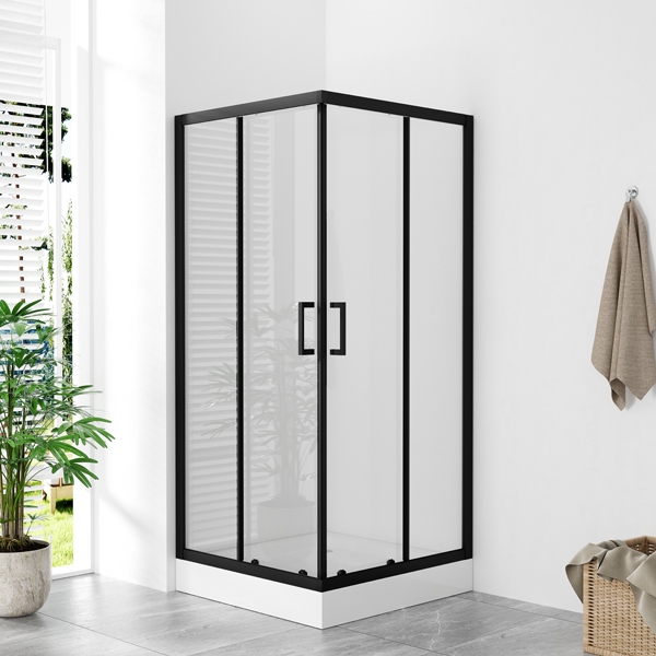 75-B-E1025 900X900 TR/CRNO B-LINE TUŠ KABINA KVADRATNA 900x900x1950, CRNA, PROZIRNO STAKLO