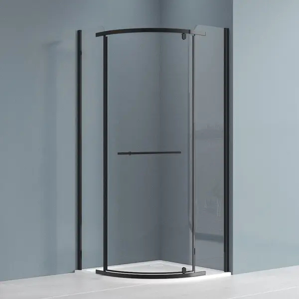71-N0801 JANDIS TUŠ KABINA polukružna JEDNOKRILNA 90x90x195cm BLACK profil/pr.staklo 6mm