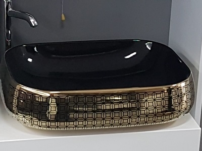 SHUI zdjelasti UMIVAONIK 560x420x180 mm -DECOR-crno zlatni