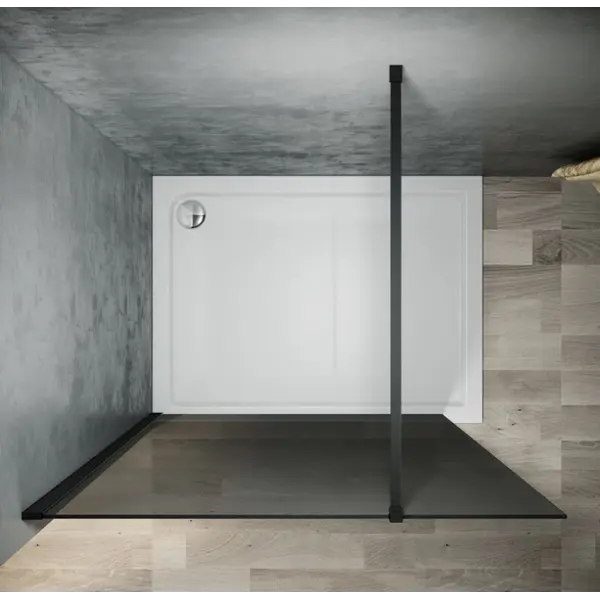 71-V-NG80 + DB9000 (21884) WALK-IN STIJENA ST 80x200cm, CRNI PROFIL, ZATAMNJENO STAKLO 8mm