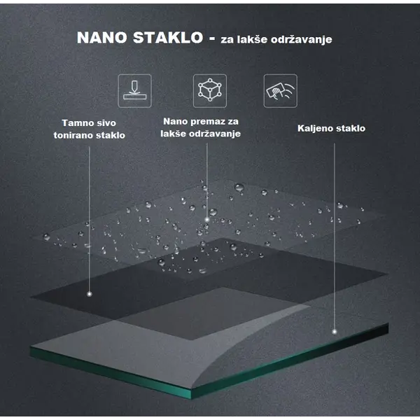 71-V-NG80 + DB9000 (21884) WALK-IN STIJENA ST 80x200cm, CRNI PROFIL, ZATAMNJENO STAKLO 8mm
