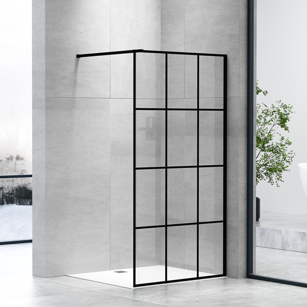 75-B-C3012 1000/BLACK B-LINE WALK IN TUŠ STIJENA 1000x1950, CRNA, PROZIRNO STAKLO 8mm