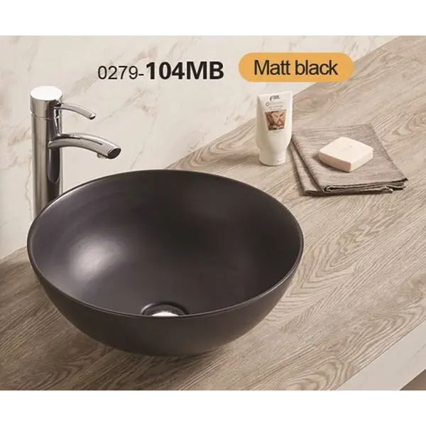 KIMIC ZDJELASTI UMIVAONIK okrugli Matt Black 41,5x41,5x15,5cm