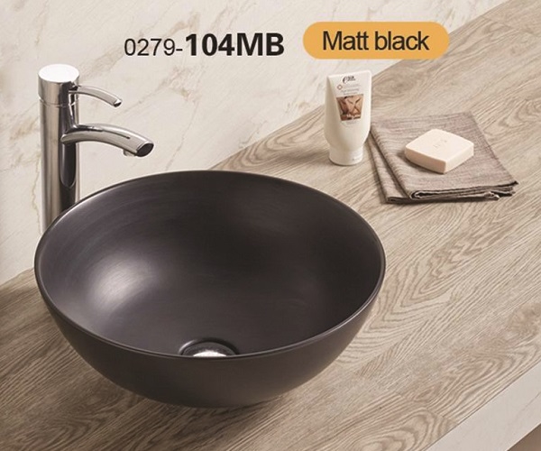 KIMIC ZDJELASTI UMIVAONIK okrugli Matt Black 41,5x41,5x15,5cm