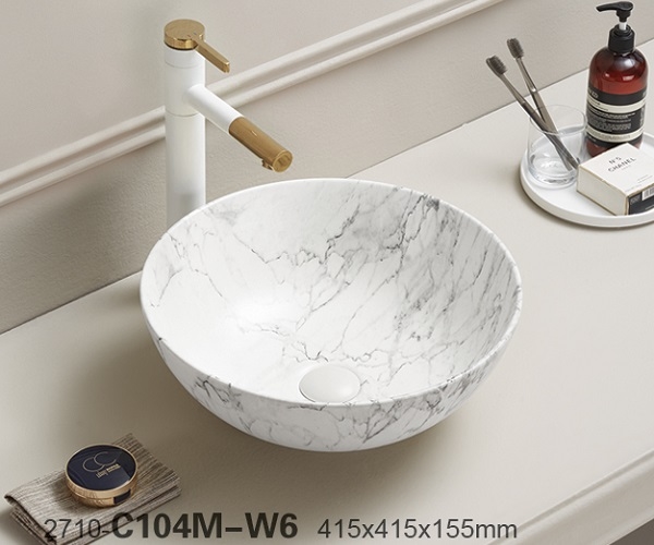 37-104MW KIMIC ZDJELASTI UMIVAONIK okrugli White Stone 41,5x41,5x15,5cm