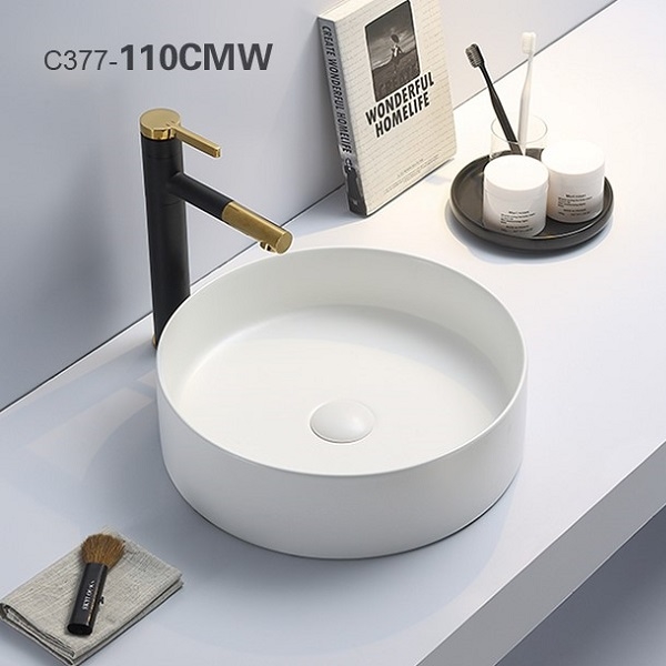 37-110CMW KIMIC ZDJELASTI UMIVAONIK okrugli BIJELI MATT 39,4x39,4x11,5cm