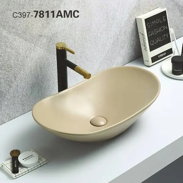37-7028MB/7811MB KIMIC ZDJELASTI UMIVAONIK ovalni BEIGE MATT 62x34x14,5cm