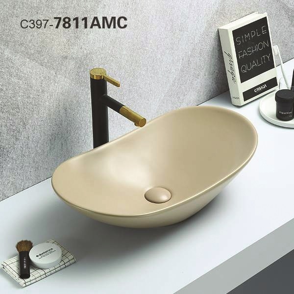 37-7028MB/7811MB KIMIC ZDJELASTI UMIVAONIK ovalni BEIGE MATT 62x34x14,5cm