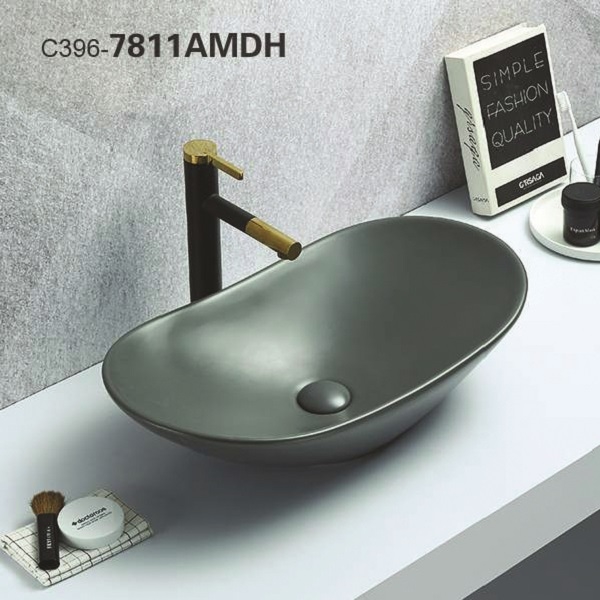 KIMIC ZDJELASTI UMIVAONIK ovalni DARK GREY MATT 62x34x14,5cm