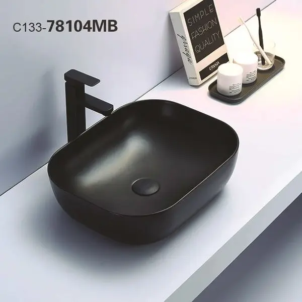 37-78104MB KIMIC ZDJELASTI PRAVOKUTNI OVALNI UMIVAONIK Matt Black 50,5x40,5x14cm