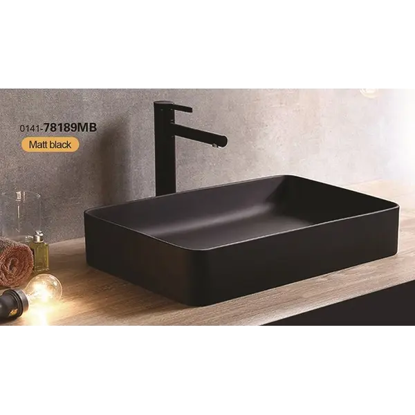 37-78189MB KIMIC ZDJELASTI PRAVOKUTNI UMIVAONIK Matt Black 61,5x35x11cm
