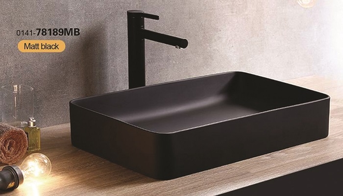 37-78189MB KIMIC ZDJELASTI PRAVOKUTNI UMIVAONIK Matt Black 61,5x35x11cm