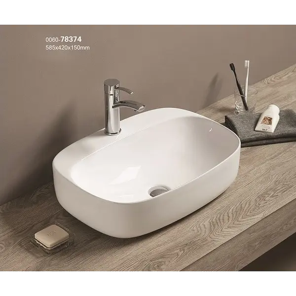 KIMIC ZDJELASTI UMIVAONIK ovalni bijeli sa rupom 58,5x42x15cm