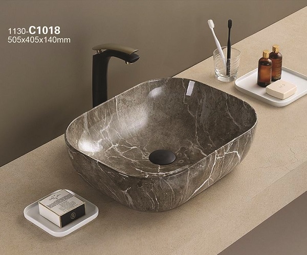 KIMIC ZDJELASTI UMIVAONIK ovalni Grey Stone 50,5x45x14cm