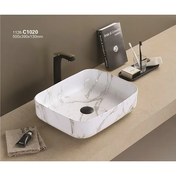 37-C1023/78109WS KIMIC ZDJELASTI UMIVAONIK ovalni White Stone 50x39x13cm