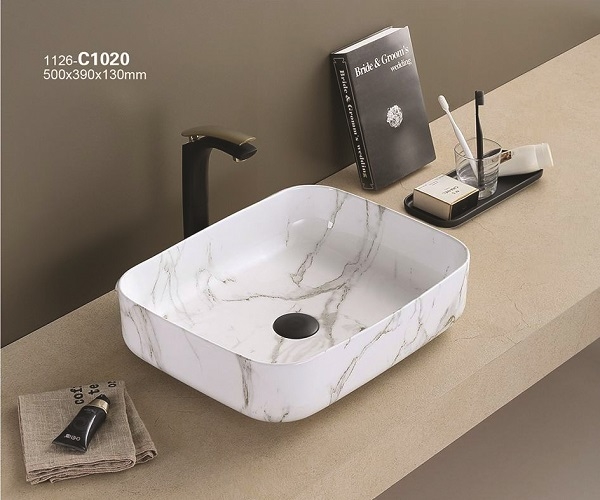 37-C1023/78109WS KIMIC ZDJELASTI UMIVAONIK ovalni White Stone 50x39x13cm