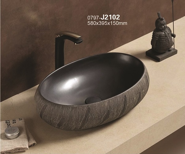 37-J2102/7680A MB KIMIC ZDJELASTI UMIVAONIK ovalni sivi 60x40x15cm