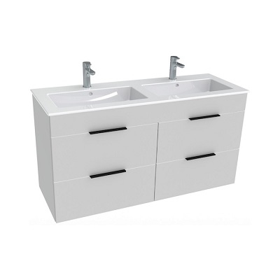 30-5366.2.176.300.1 CUBE ORMARIĆ I DUPLI UMIVAONIK 120x43cm VISOKI SJAJ SA 4 LADICE S CRNIM RUČKAMA
