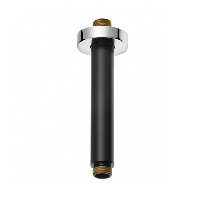 KLUDI STROPNI NOSAČ TUŠ RUŽE 1/2" okrugla rozeta MATT BLACK/CHROME 150mm