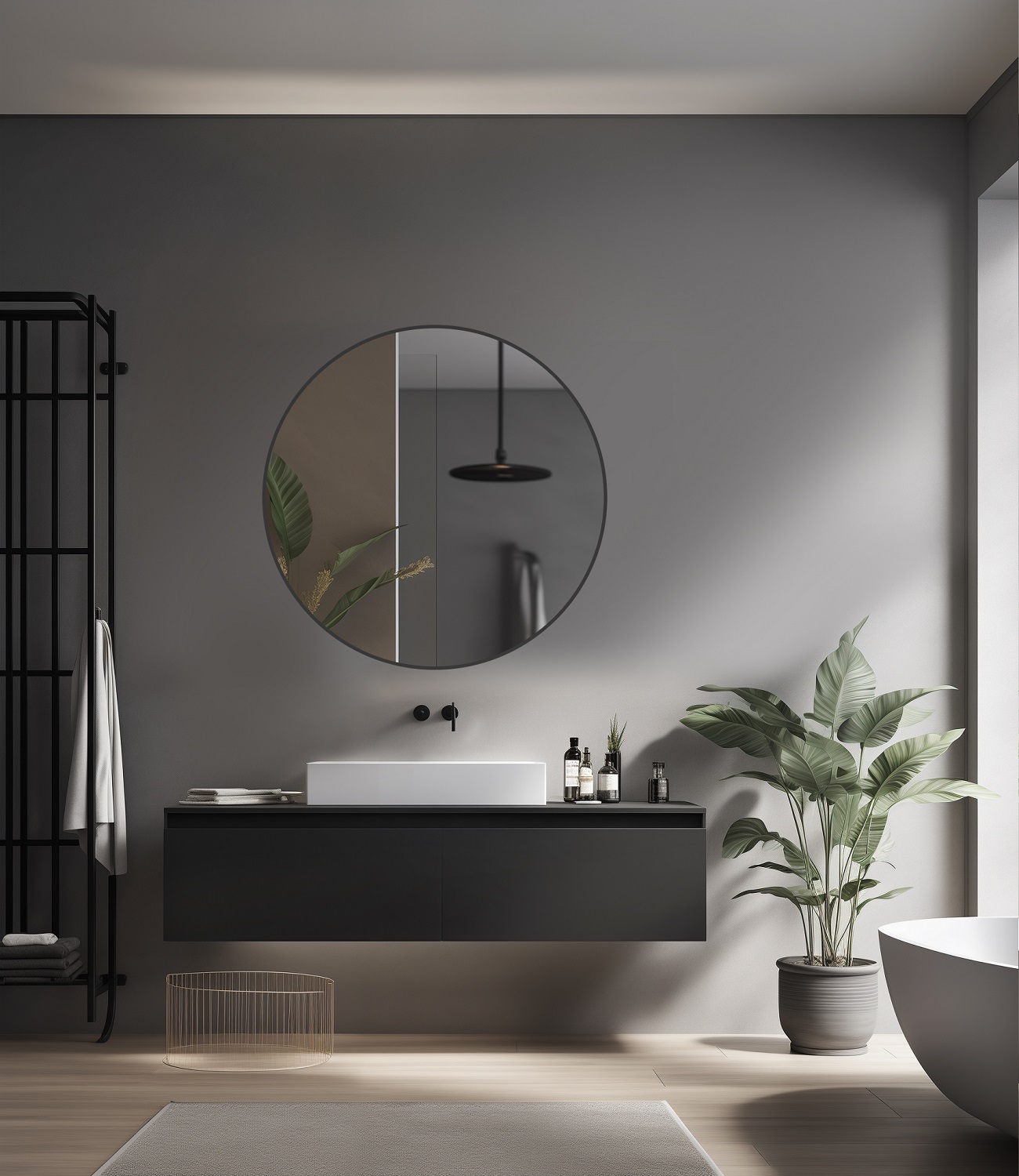 61-YJ-60N-1 EVEREST OGLEDALO fi 600 -SILVER grey OKVIR