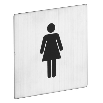 INOX OZNAKA KVADRATNA ŽENSKI WC 80x80mm