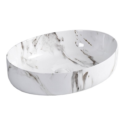 38-YJ-9594-P-019 EVEREST UMIVAONIK 550x415x140mm, ZDJELASTI, bijeli mramor, OVALNI